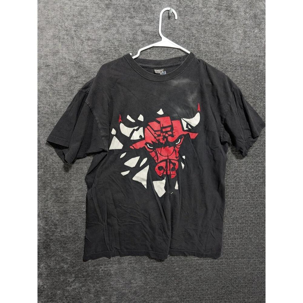 Gemrock Chicago Bulls Graphic T-Shirt Mens  Black Red  Basketball Tee